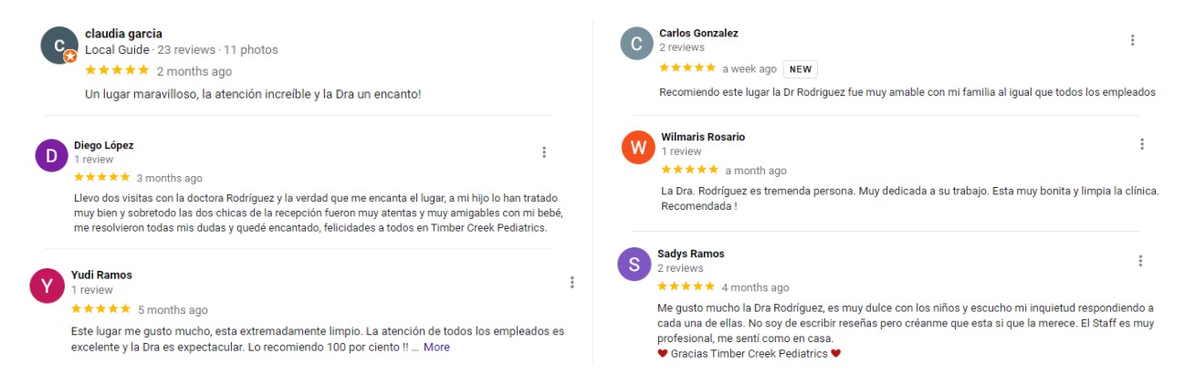 timbercreekped - pediatric clinic in orlando - spanish reviews